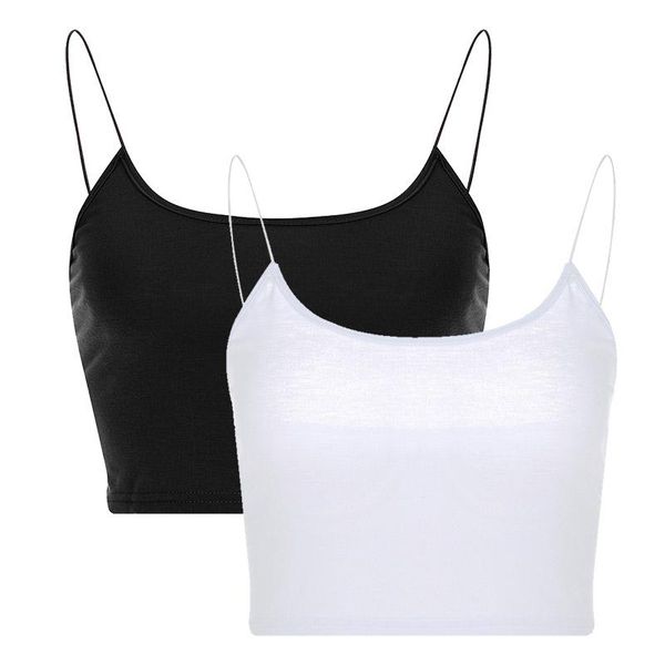 

camisoles & tanks tank seamless women backless camisole pure color european style crop bustier vest female sleeveless cropped, Black;white