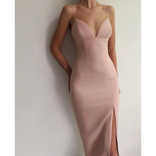 

casual dresses midi naked v-neck summer dress 2021 spaghetti band black white sheet stretch solid party club women's high, Black;gray