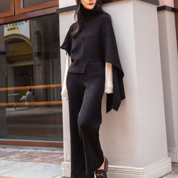 

pant wool two irregular pullover sweater tracksuit knit wide leg pants suits 2 piece set women outfits 6khq, White