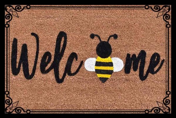 

carpets welcome doormat with a lovely chubby bees ,full funny mat,simple cartoon style mat,dirt resistant mat,ordinary mat for home dec