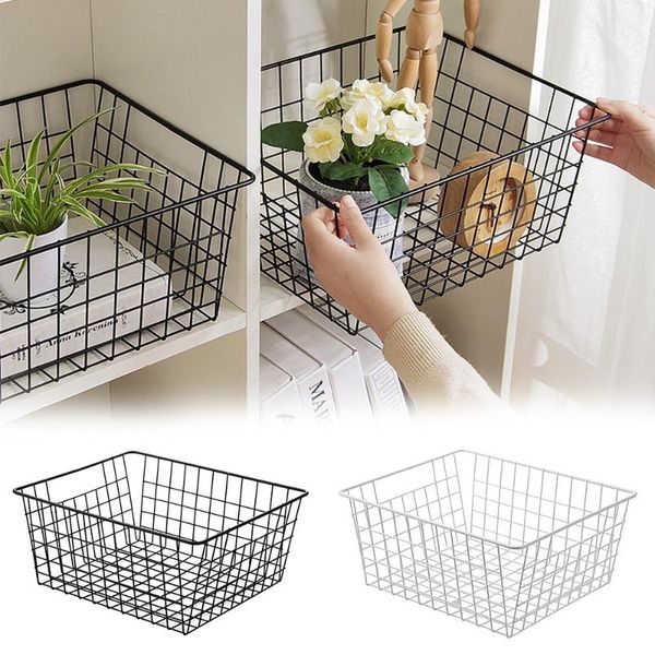 

nordic metal wire storage basket office desksundries makeup brushes holder cosmetics desk organizer iron baskets