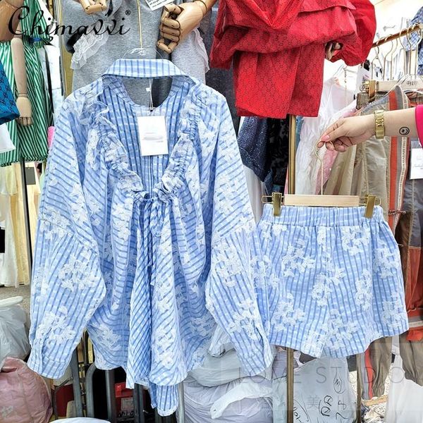 

women's tracksuits retro elegant sequins glitter long sleeve backless shirt women sequined blue plaid wide leg shorts lady two pieces s, Gray