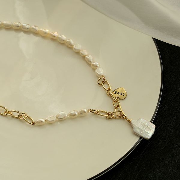 

aaa designer jewelry hip hop style love pendant shaped pearl necklace with adjustable niche design, Silver