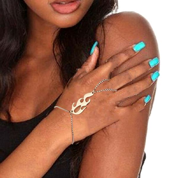 

link, chain harajuku rock hiphop girl flame charm bracelets for women bangle adjustable tennis pulseras mujer wedding bridal jewelry gift, Black
