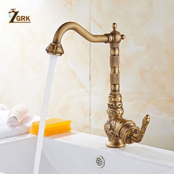 

bathroom sink faucets zgrk basin antique brass single handle cold mixer taps luxury deck mounted tap