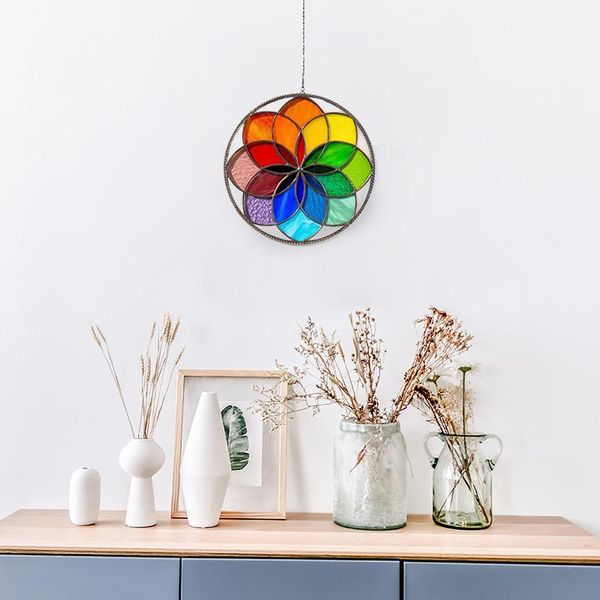 

decorative objects & figurines creative rainbow hanging decorations 20cm round shape color acrylic pendant crafts home terrace windows garde