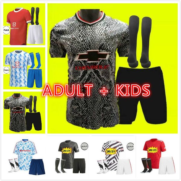 

manchester 2021 2022 soccer jerseys cavani utd van de beek b. fernandes rashford football shirt 20 21 22 + kids kit humanrace, Black;yellow