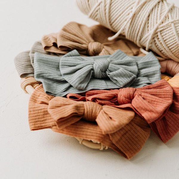 

hair accessories baby headband elastic ribbed bow for girls kids knit turban infant headwrap super soft hairband toddler bandage, Slivery;white