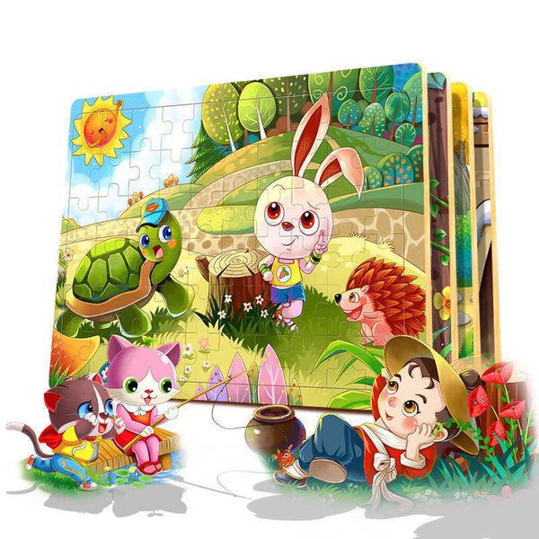 

wooden infant and child early education enlightenment toys 60 pieces of wooden puzzle building block toys