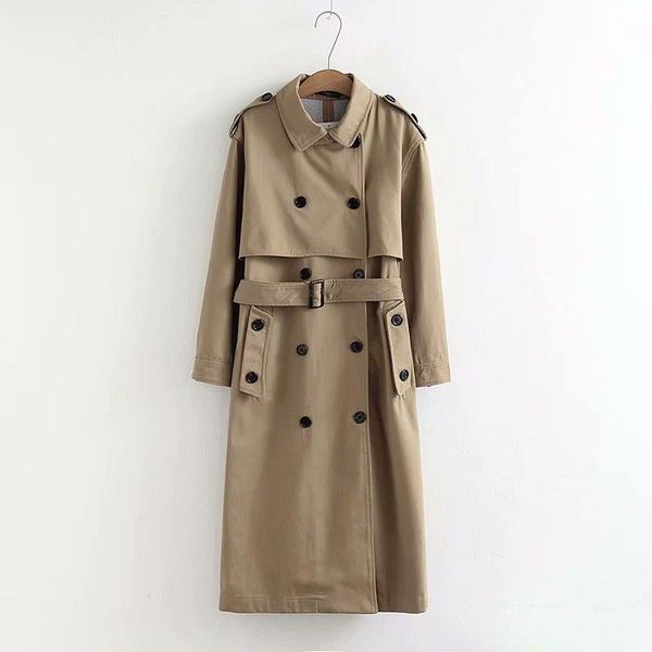 

women's jackets fashion 2021 fall /autumn casual double breasted simple classic long trench coat with belt chic female windbreake y232, Black;brown