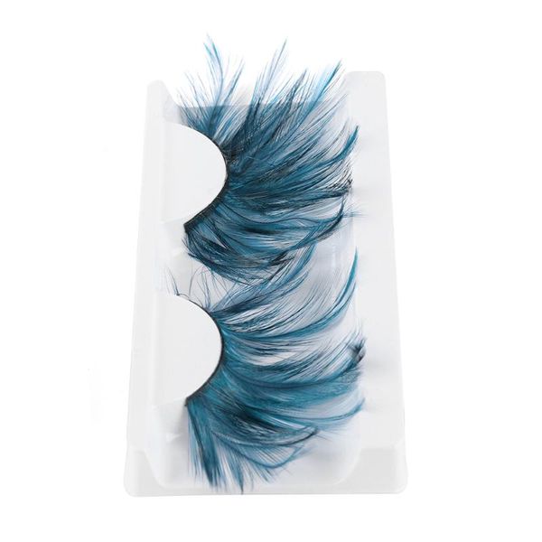 

false eyelashes dark green feather 3d thick winged natural long exaggeration stage eye lashes makeup tool