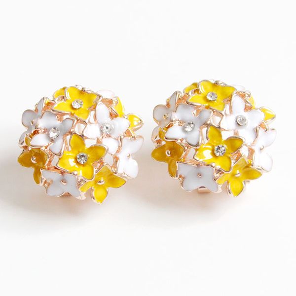 

korean fashion jewelry sweet bohemian earrings four leaf flower gold crystal flower earrings women's elegant earrings, Golden;silver