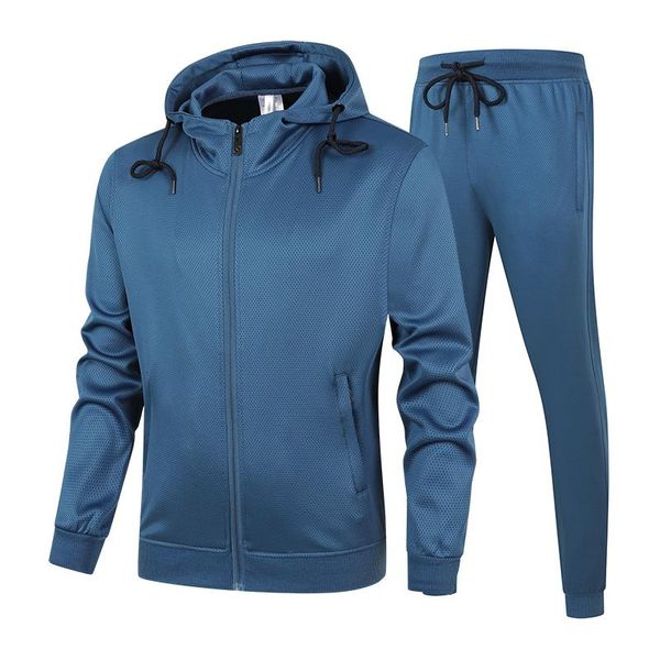 

men's tracksuits men tracksuit two pieces set hoodies+pants casual solid sportswear suit male autumn outdoor clothing asian size, Gray