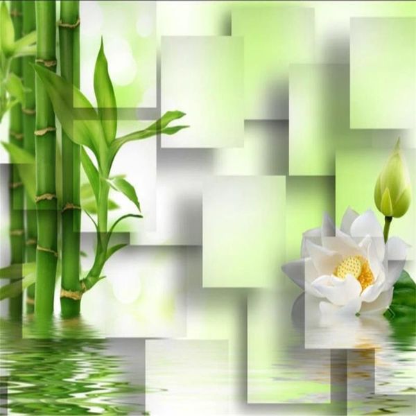 

wallpapers green fresh peony 3d bamboo tv background wall decoration painting beautiful scenery