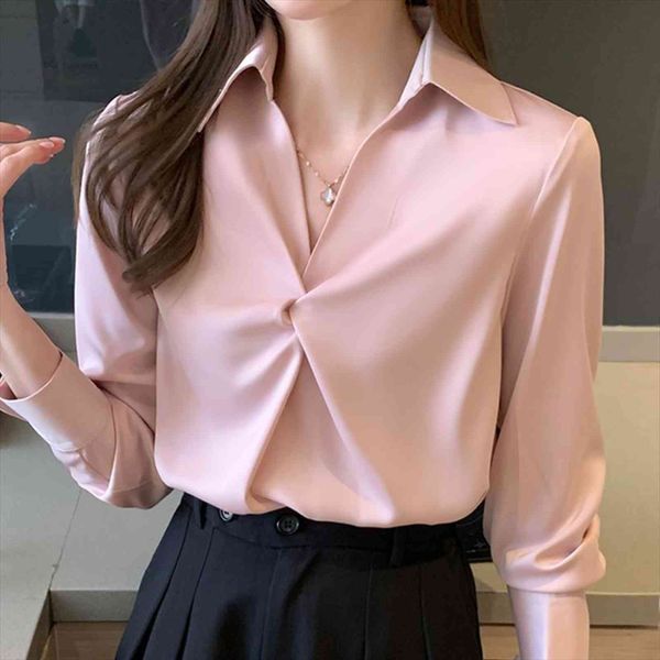 

long sleeve blusas mujer de women shirt moda turn down collar office chiffon blusa e231, White