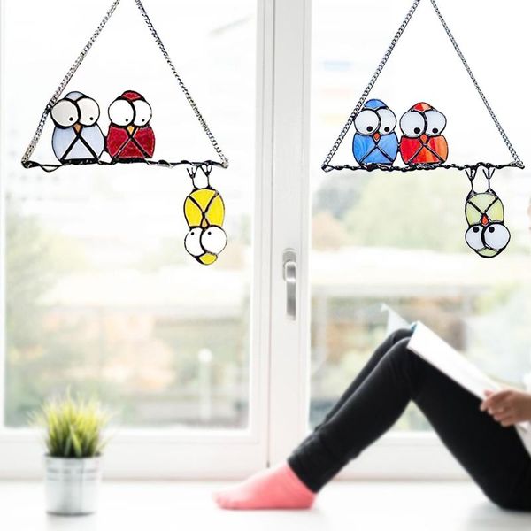 

decorative objects & figurines home decoration mini dyed bird window hanging sun catcher acrylic furnishing accessories #t2p