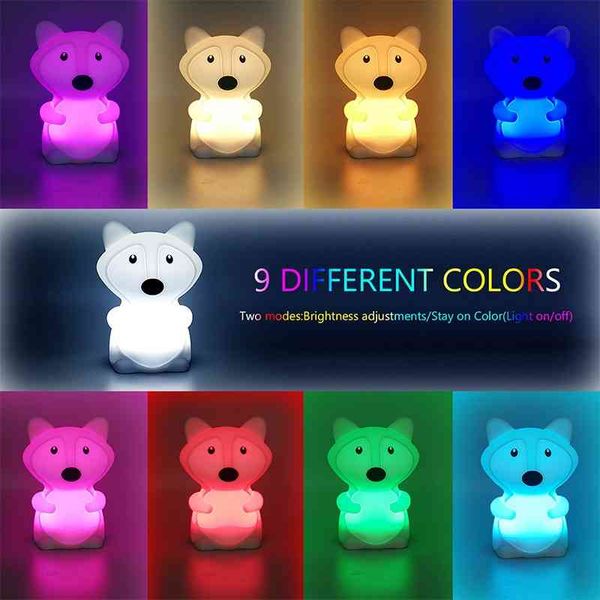 

fox silicone nightlight usb charging remote control pat induction colorful led atmosphere bedside lamp