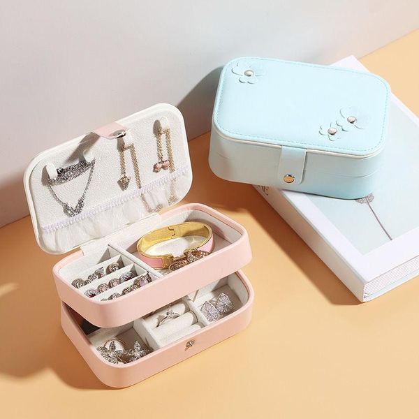 

jewelry pouches, bags earrings ring box and on the neck simple storage double-layer wedding, Pink;blue