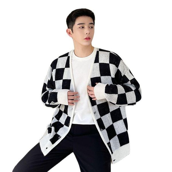 

men's sweaters checkerboard checkered sweater for fall 2021, White;black