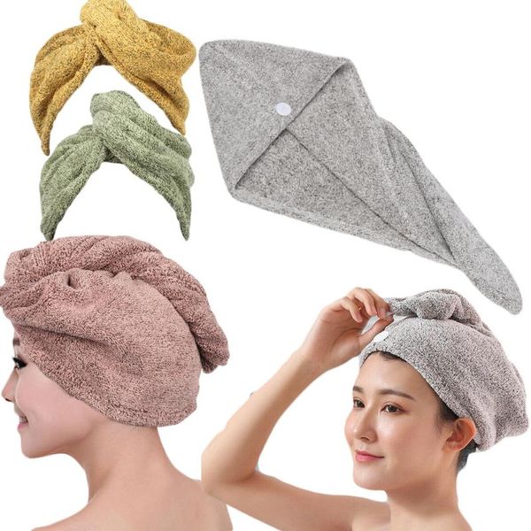 

shower caps hair quick dry hat colorful soft bamboo fiber super high water absorbing rapid drying towel cap bathroom accessories
