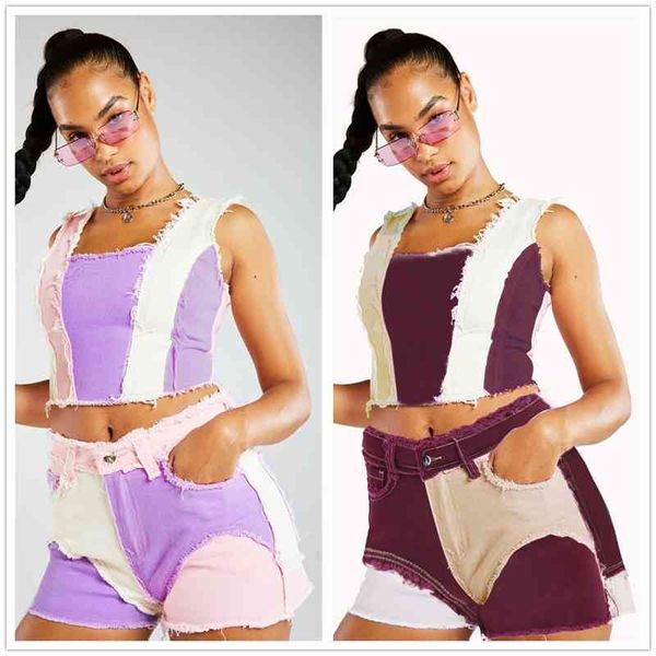 

70% off outlet online 6 style summer multicolor stitching denim shorts for women fashion trendy jeans street hipster xs-2xl, Black;white