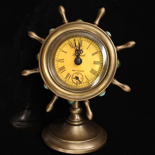 

desk & table clocks 2021 retro mechanical clock home decoration living room watch ship rudder metal clockwork gift