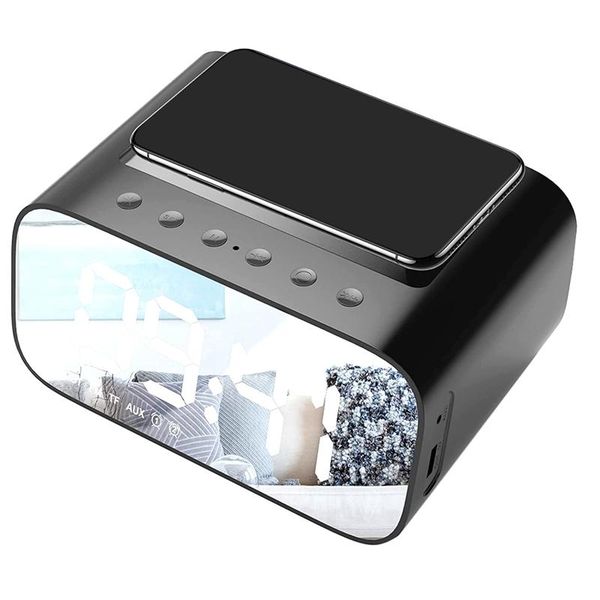 

other clocks & accessories bedside digital alarm clock with wireless charging and usb charger, bluetooth speaker, bedroom office, large led