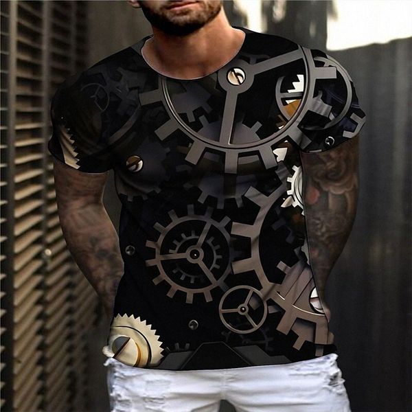 

men's t shirt 3d print graphic prints machine crew neck street daily print short sleeve casual designer big and tall sports black n1a7, White;black