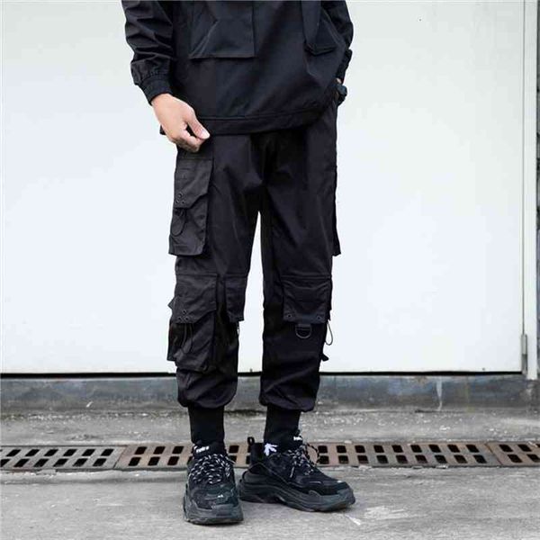

black tactics cargo fashion women pants streetwear joggers pencil big pocket design trousers elastic waist hg091