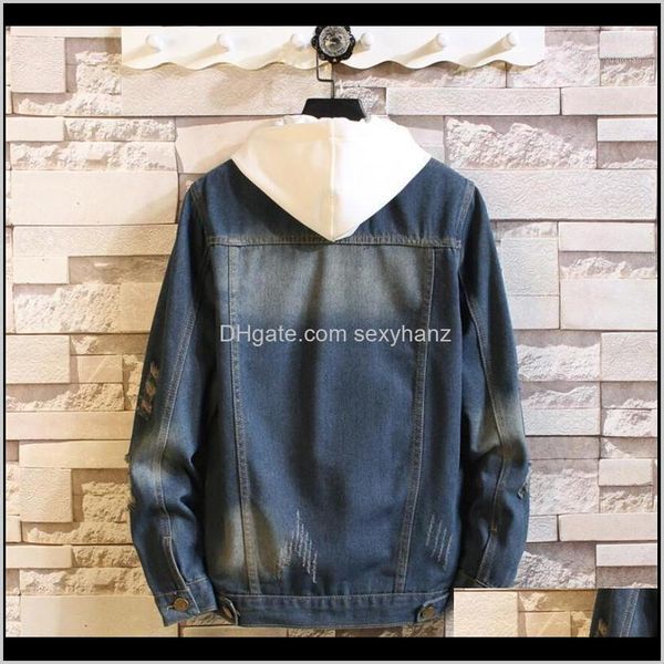 

jackets outerwear coats mens clothing apparel drop delivery 2021 denim classic washed hole jacket with collar for men casual fashion spring, Black;brown