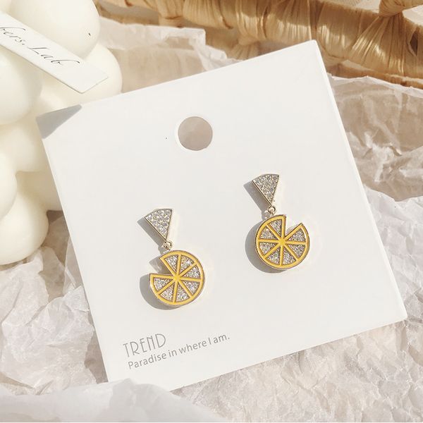 

925 silver needle niche fruit lemon slice earrings exquisite japanese and fashion simple cute earrings fresh holiday style earrings