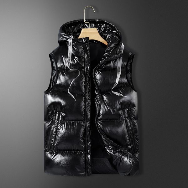 

men's vests winter fashion hooded automatic charging down cotton vest smart heating jacket waistcoat self-heating 4602, Black;white