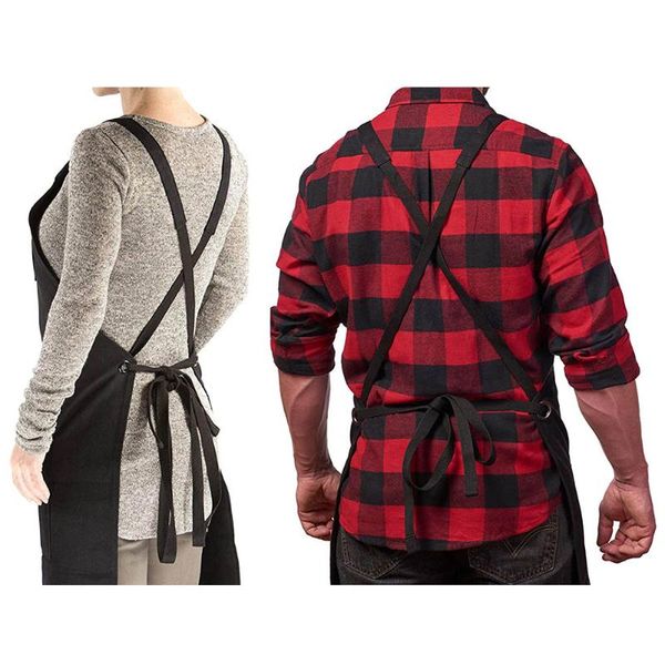 

work apron canvas tool pockets cross-back straps adjustable for barbecue woodworking hk3 aprons
