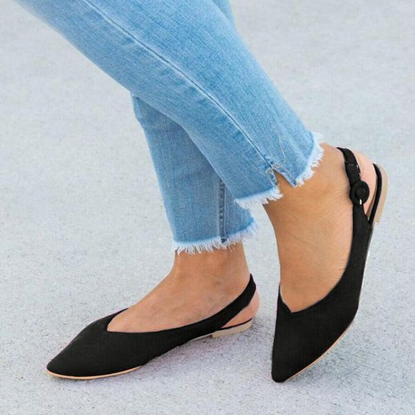 

shoes woman sandals women ladies solid leopard pointed toe buckle single sandalias mujer 2021#g3, Black
