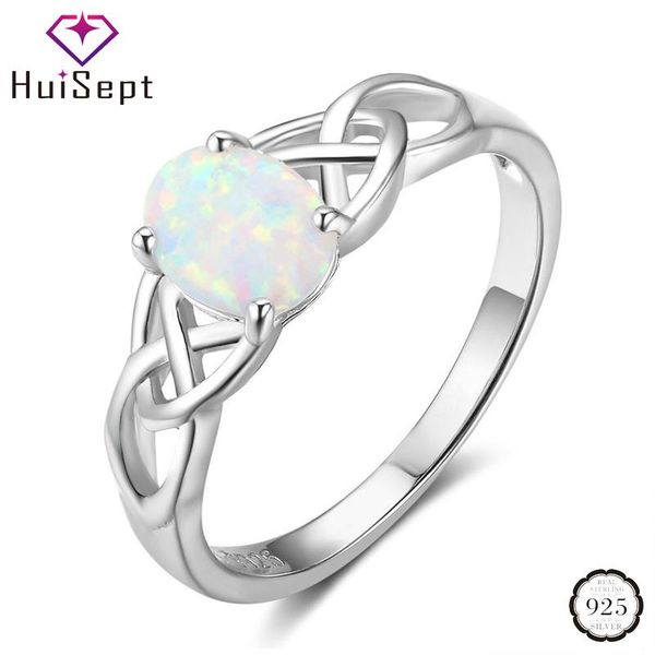

cluster rings huisept fashion women ring 925 silver jewelry oval shape opal gemstone ornament for wedding party gift wholesale size 6-10, Golden;silver