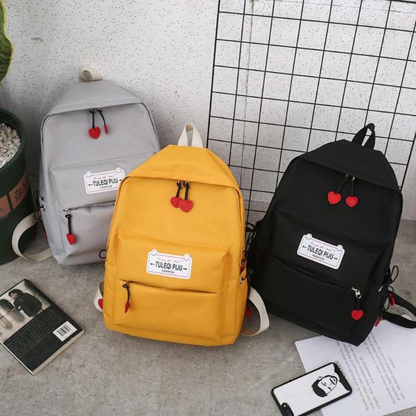 

school bags fashion women canvas 4 piece set students backpack for teenage girl solid color backpacks children