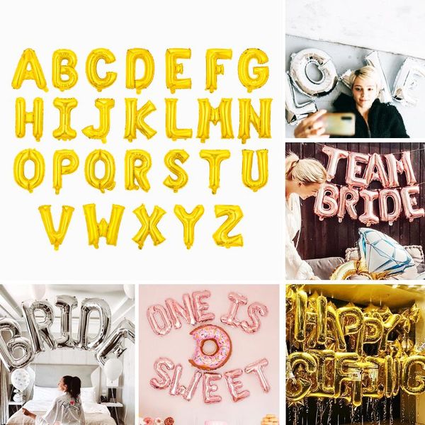 

party decoration 16/32inch letter balloons rose gold birthday helium globos anniversary alphabet ballon
