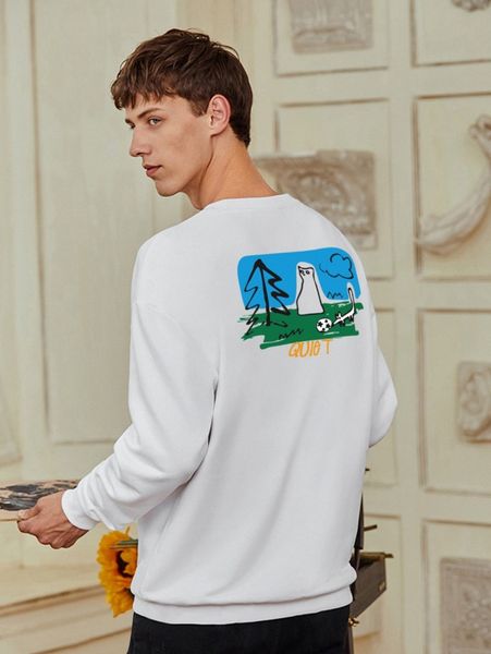 

men cartoon & letter print sweatshirt x8jh#, Black