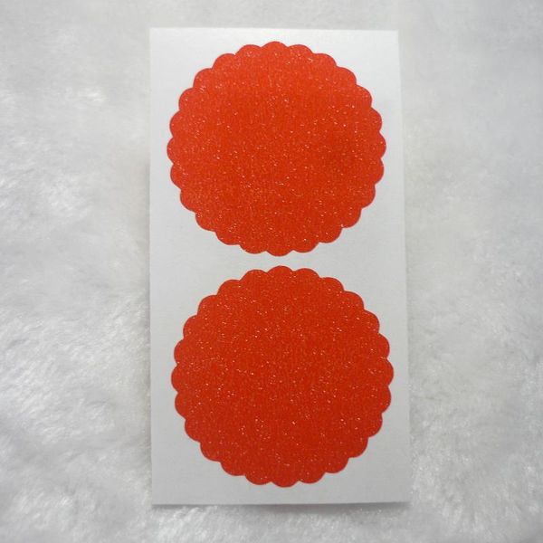 

red glitter scallop circles sticker gift wrap