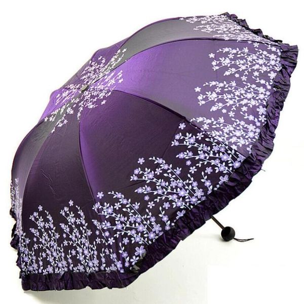 

umbrellas chic flower print umbrella uv women fashion color changing ladies sun wind resistant blossom folding paraguas sp093
