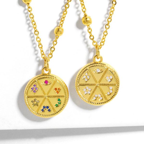 

gold chain round evil eye necklace for women crystal pendant cz cubic zirconia trendy jewelry gifts nkes58 necklaces, Silver