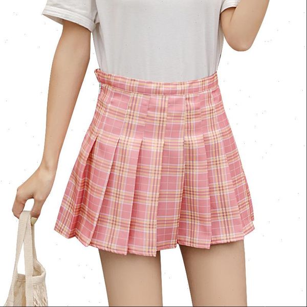 

young cartoon print pleated womens skirt flower short plaid floral girl summer spring women for girls, Black