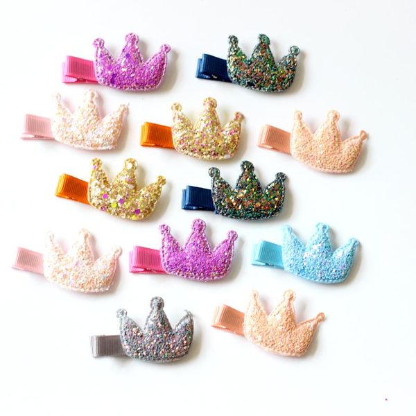 

hair accessories sequins shiny korean style hairpin for girls children crown heart pattern clips kids barrettes, Slivery;white