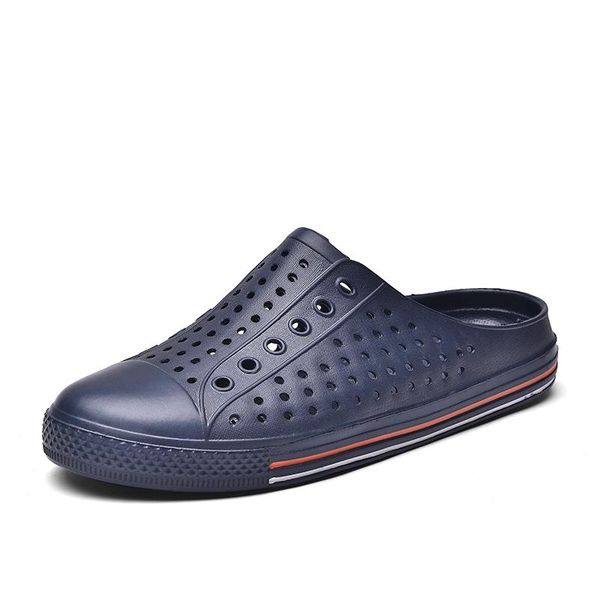 

slippers men summer shoes casual slip-on sandals hollow design man plastic beach breathable light, Black