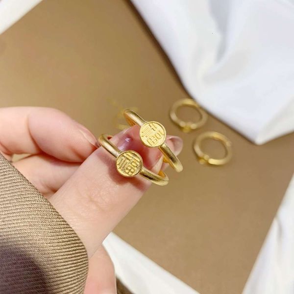 

jindian same lucky word female sha jinjiu does not fade imitation 24k transfer index finger ring simple, Black
