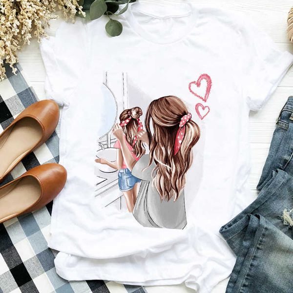 

women shirt printing lovely time fashion girl mama clothes mom mother ladies graphic printed tee tshirt female t-shirt x0527, White