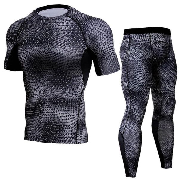 

running sets men's sports compression suits quick dry gym clothes jogging shirt leggings training sportswear fitness tracksuits, Black;blue
