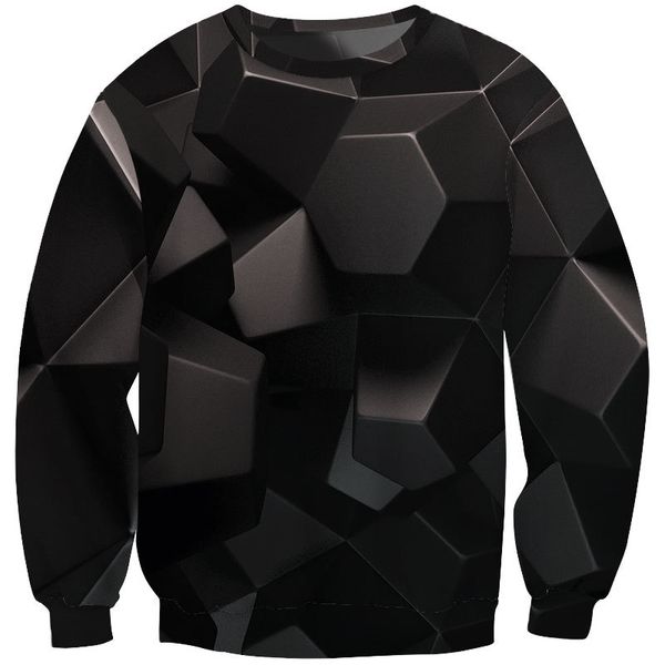 

men's hoodies & sweatshirts fashion-cloudstyle men/women print irregular blocks streetwear balck 3d without hat tracksuits pullove, Black