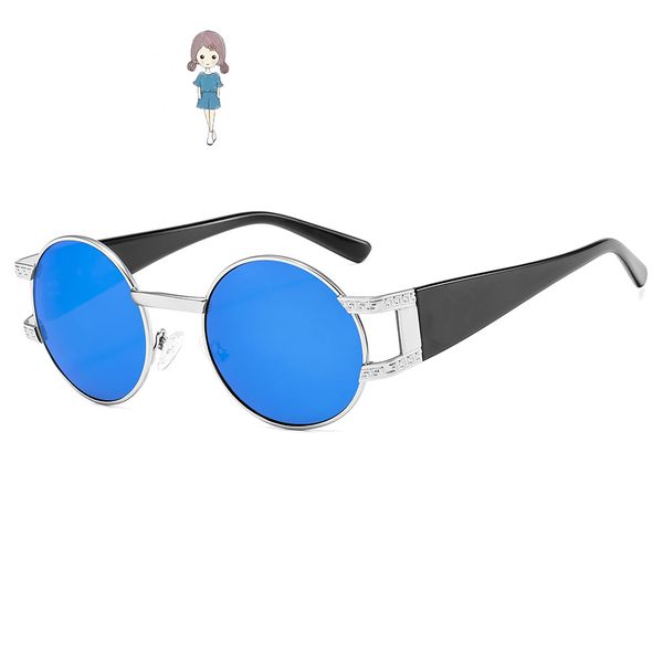 

2021 luxur classic round sunglasses designer brand fashion mens womens sun glasses eyewear metal glass lenses, White;black