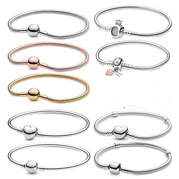 

100% 925 sterling silver original pan bracelet with silver clasp womens engraving inscription, Black